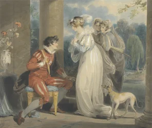 Ruusunuppu eli Pariisin tuomio, 1791 (wc ja vartaloväri grafiitin päällä paperilla)